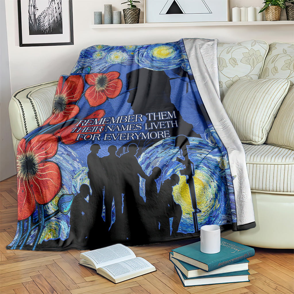 Remember Them ANZAC day Blanket Soldier In Starry Night Oil Paint Style
