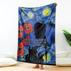 Remember Them ANZAC day Blanket Soldier In Starry Night Oil Paint Style