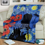 Remember Them ANZAC day Blanket Soldier In Starry Night Oil Paint Style