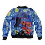 Remember Them ANZAC day Bomber Jacket Soldier In Starry Night Oil Paint Style