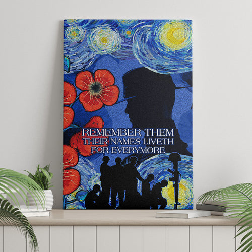 Remember Them ANZAC day Canvas Wall Art Soldier In Starry Night Oil Paint Style