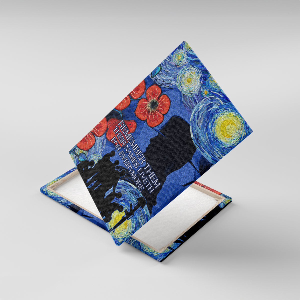 Remember Them ANZAC day Canvas Wall Art Soldier In Starry Night Oil Paint Style