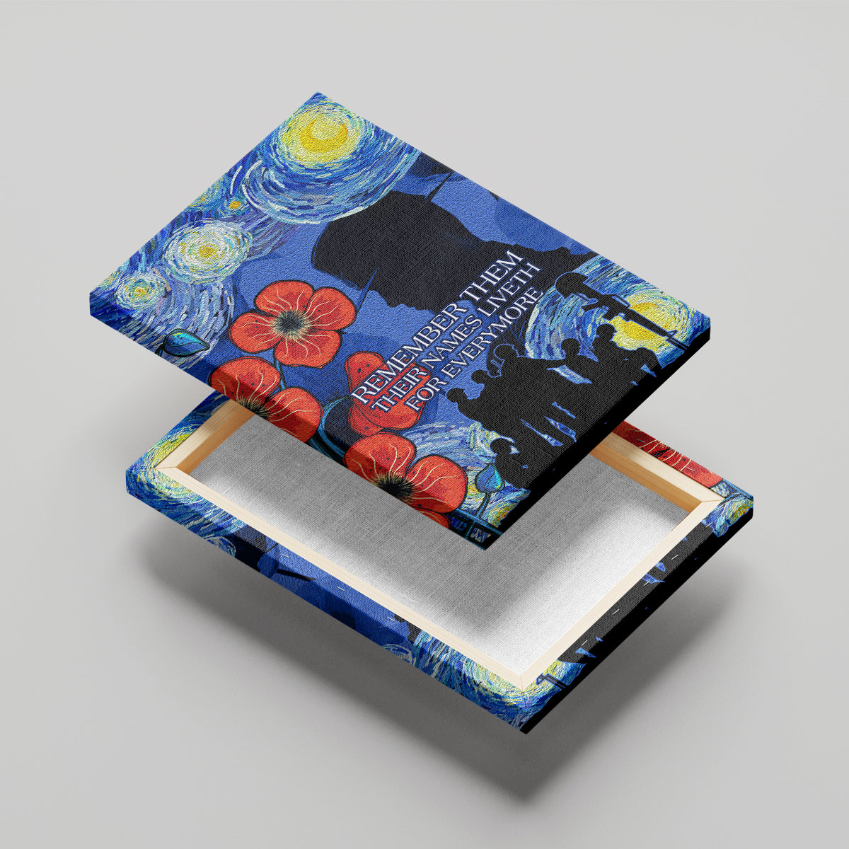 Remember Them ANZAC day Canvas Wall Art Soldier In Starry Night Oil Paint Style