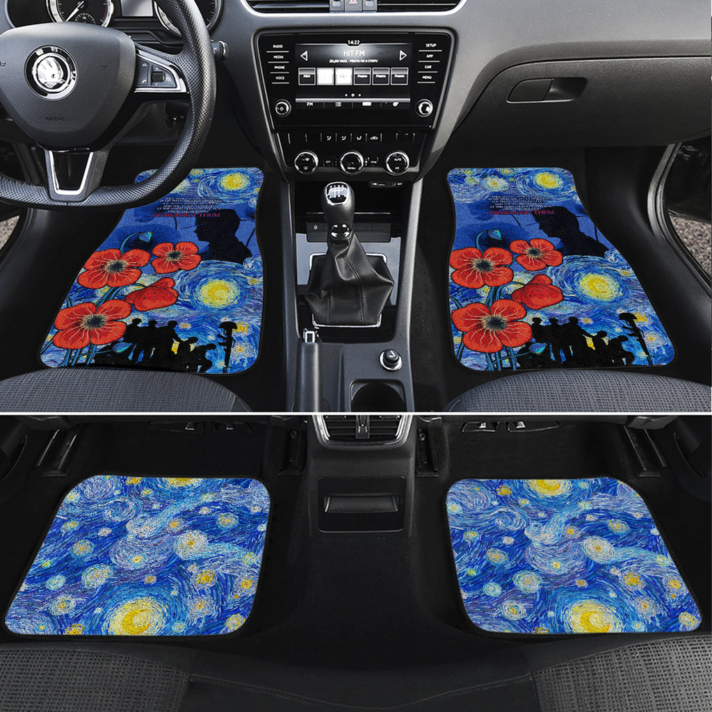 Remember Them ANZAC day Car Mats Soldier In Starry Night Oil Paint Style
