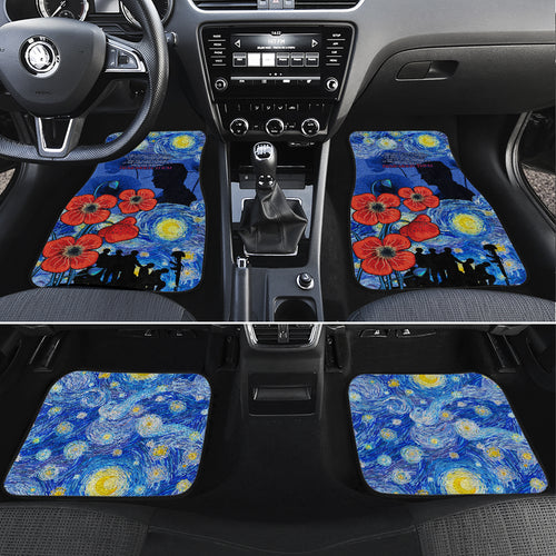 Remember Them ANZAC day Car Mats Soldier In Starry Night Oil Paint Style