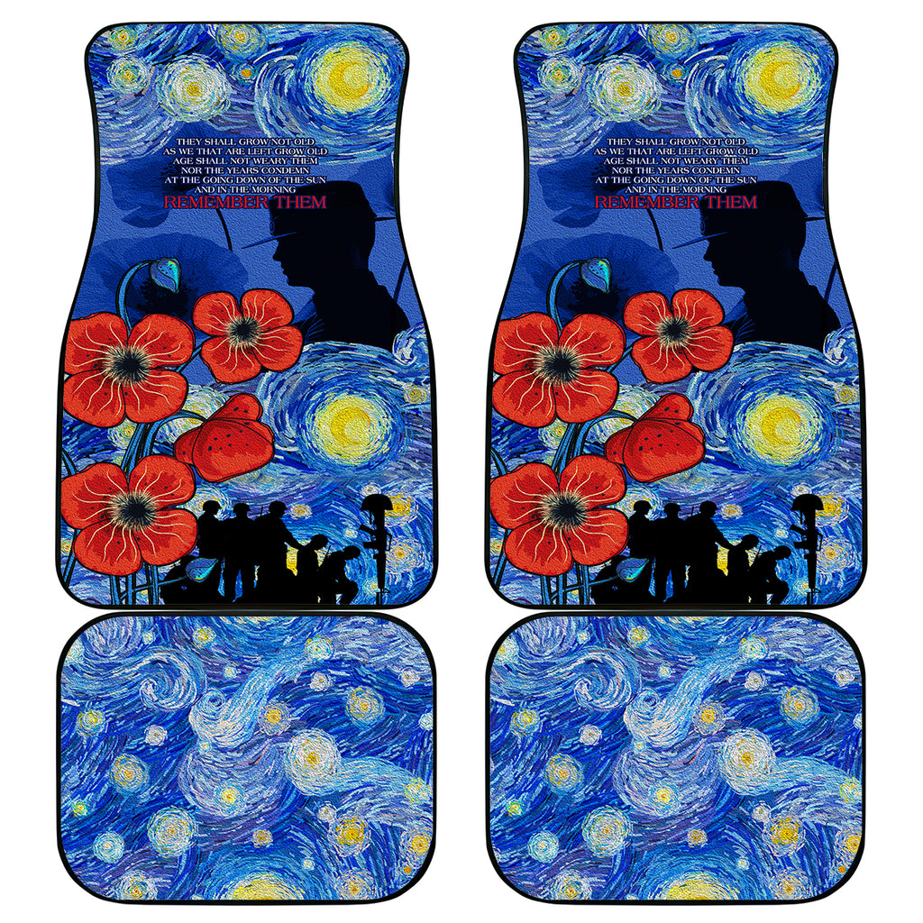 Remember Them ANZAC day Car Mats Soldier In Starry Night Oil Paint Style