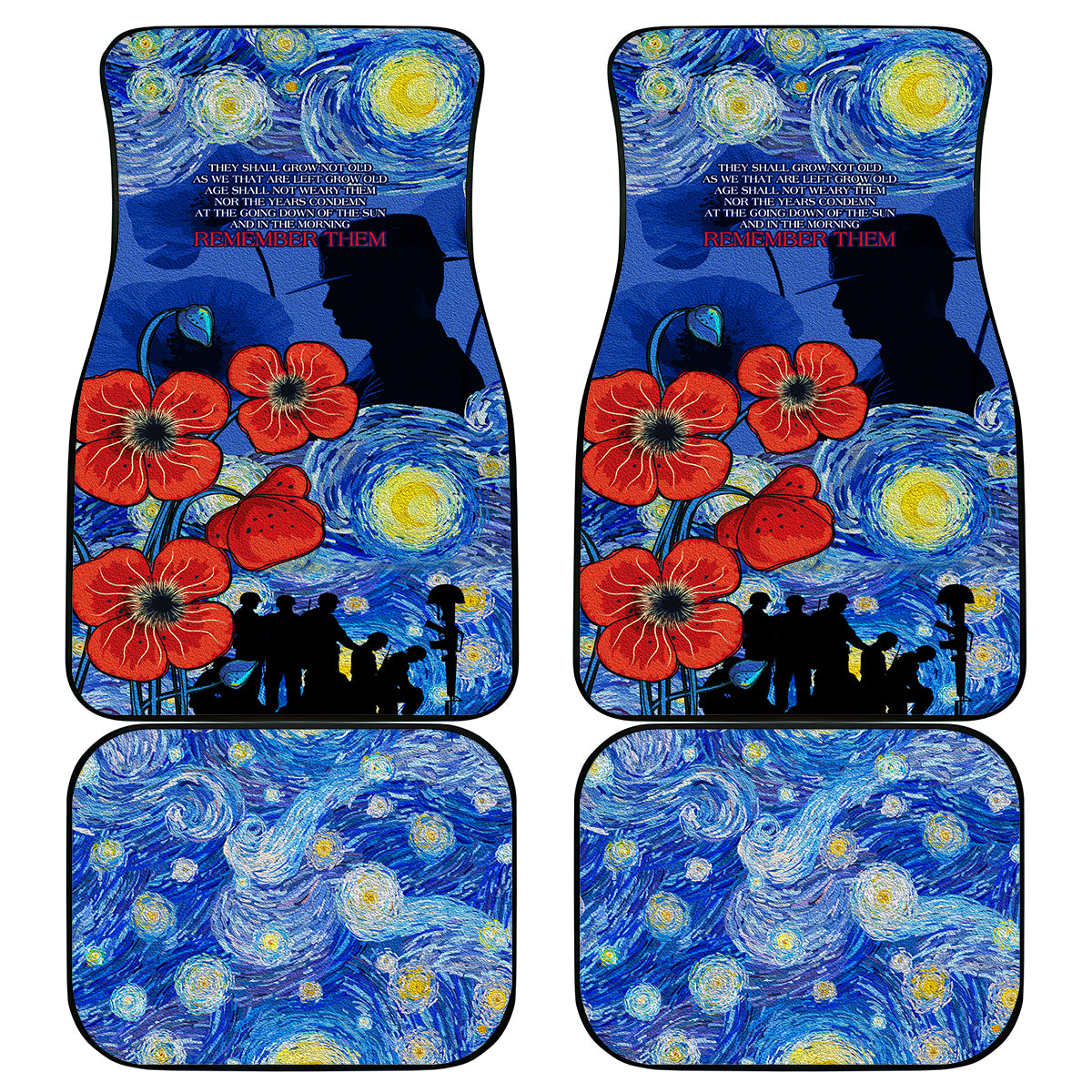Remember Them ANZAC day Car Mats Soldier In Starry Night Oil Paint Style