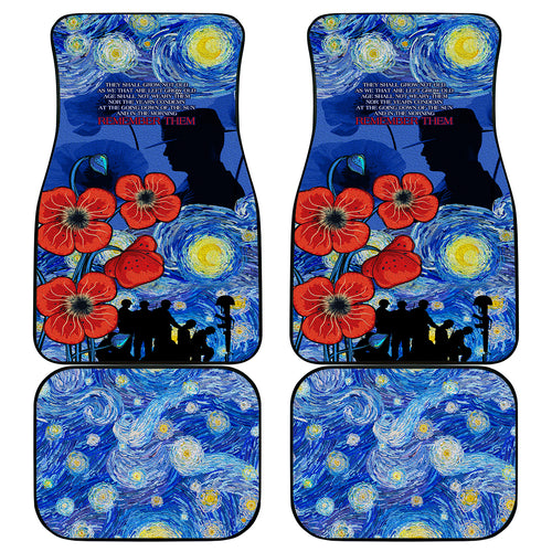 Remember Them ANZAC day Car Mats Soldier In Starry Night Oil Paint Style