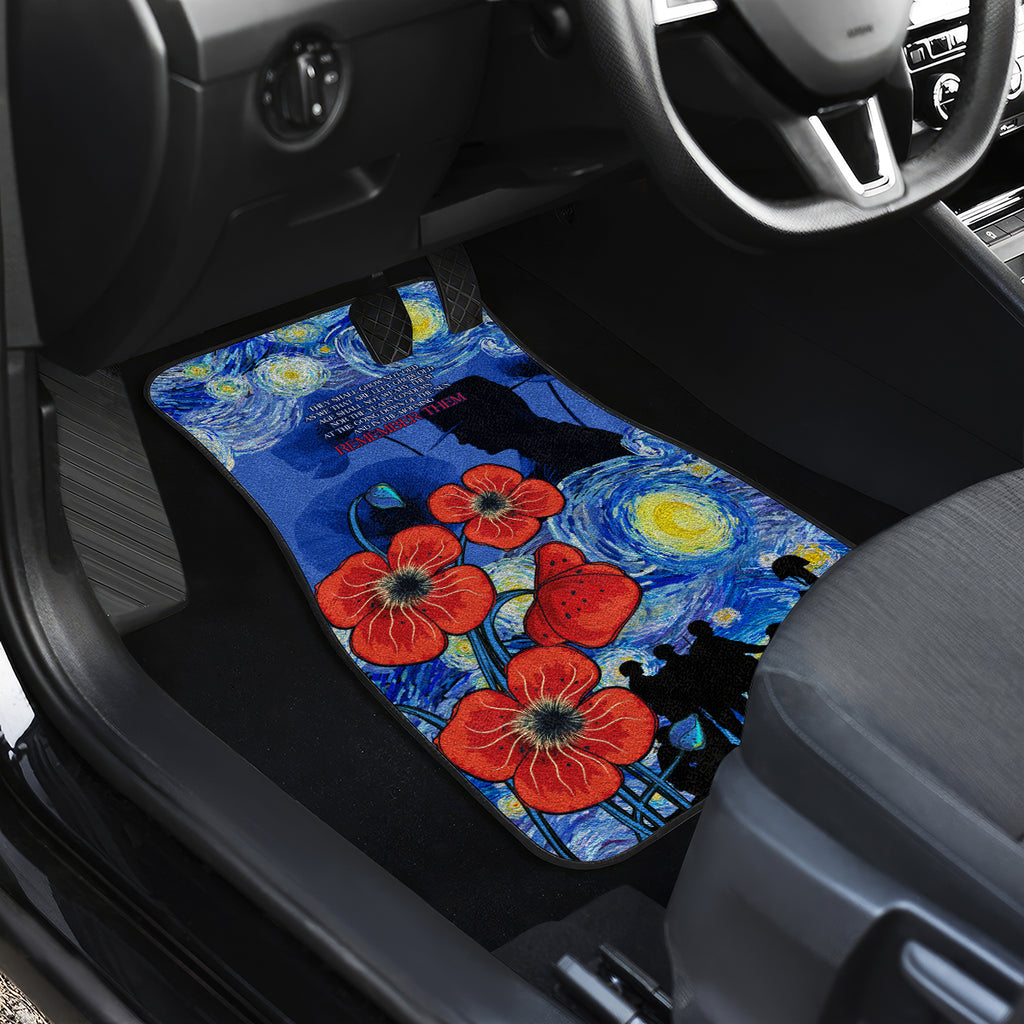Remember Them ANZAC day Car Mats Soldier In Starry Night Oil Paint Style