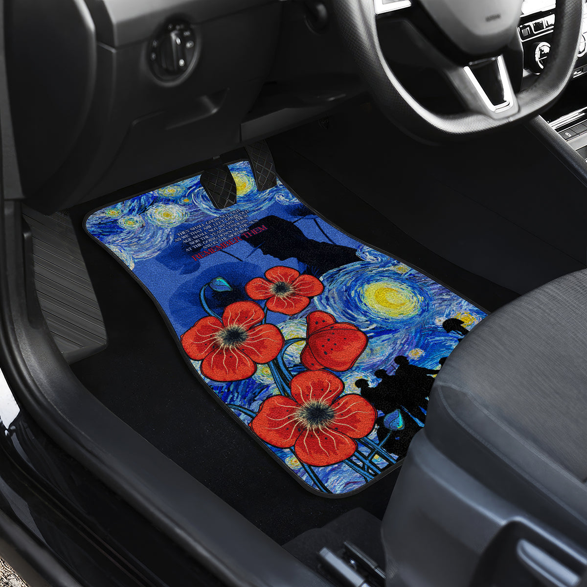 Remember Them ANZAC day Car Mats Soldier In Starry Night Oil Paint Style