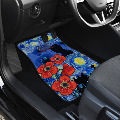 Remember Them ANZAC day Car Mats Soldier In Starry Night Oil Paint Style