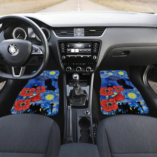 Remember Them ANZAC day Car Mats Soldier In Starry Night Oil Paint Style