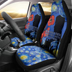 Remember Them ANZAC day Car Seat Cover Soldier In Starry Night Oil Paint Style