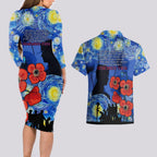 Remember Them ANZAC day Couples Matching Long Sleeve Bodycon Dress and Hawaiian Shirt Soldier In Starry Night Oil Paint Style