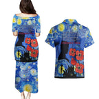 Remember Them ANZAC day Couples Matching Puletasi and Hawaiian Shirt Soldier In Starry Night Oil Paint Style
