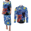 Remember Them ANZAC day Couples Matching Puletasi and Long Sleeve Button Shirt Soldier In Starry Night Oil Paint Style