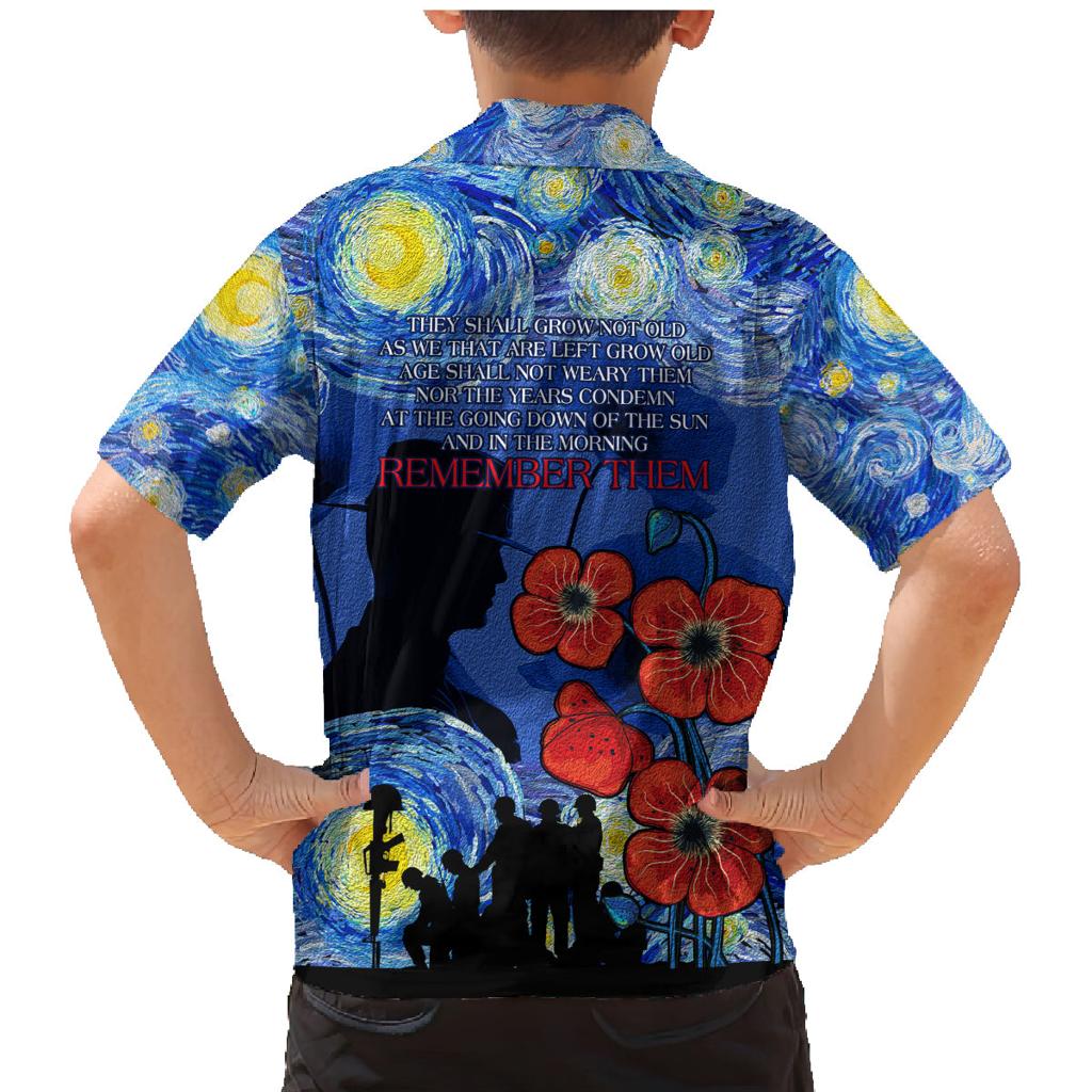 Remember Them ANZAC day Family Matching Mermaid Dress and Hawaiian Shirt Soldier In Starry Night Oil Paint Style