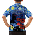 Remember Them ANZAC day Family Matching Mermaid Dress and Hawaiian Shirt Soldier In Starry Night Oil Paint Style