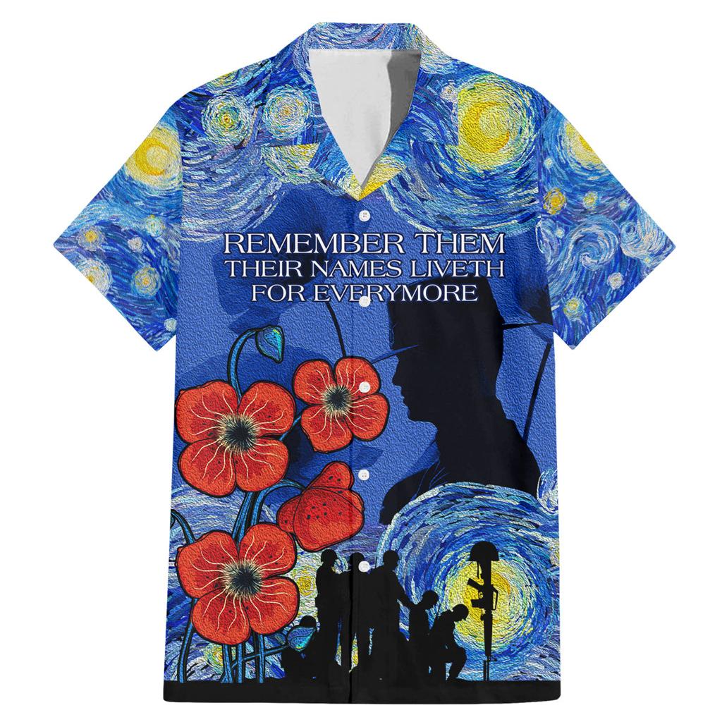 Remember Them ANZAC day Family Matching Mermaid Dress and Hawaiian Shirt Soldier In Starry Night Oil Paint Style