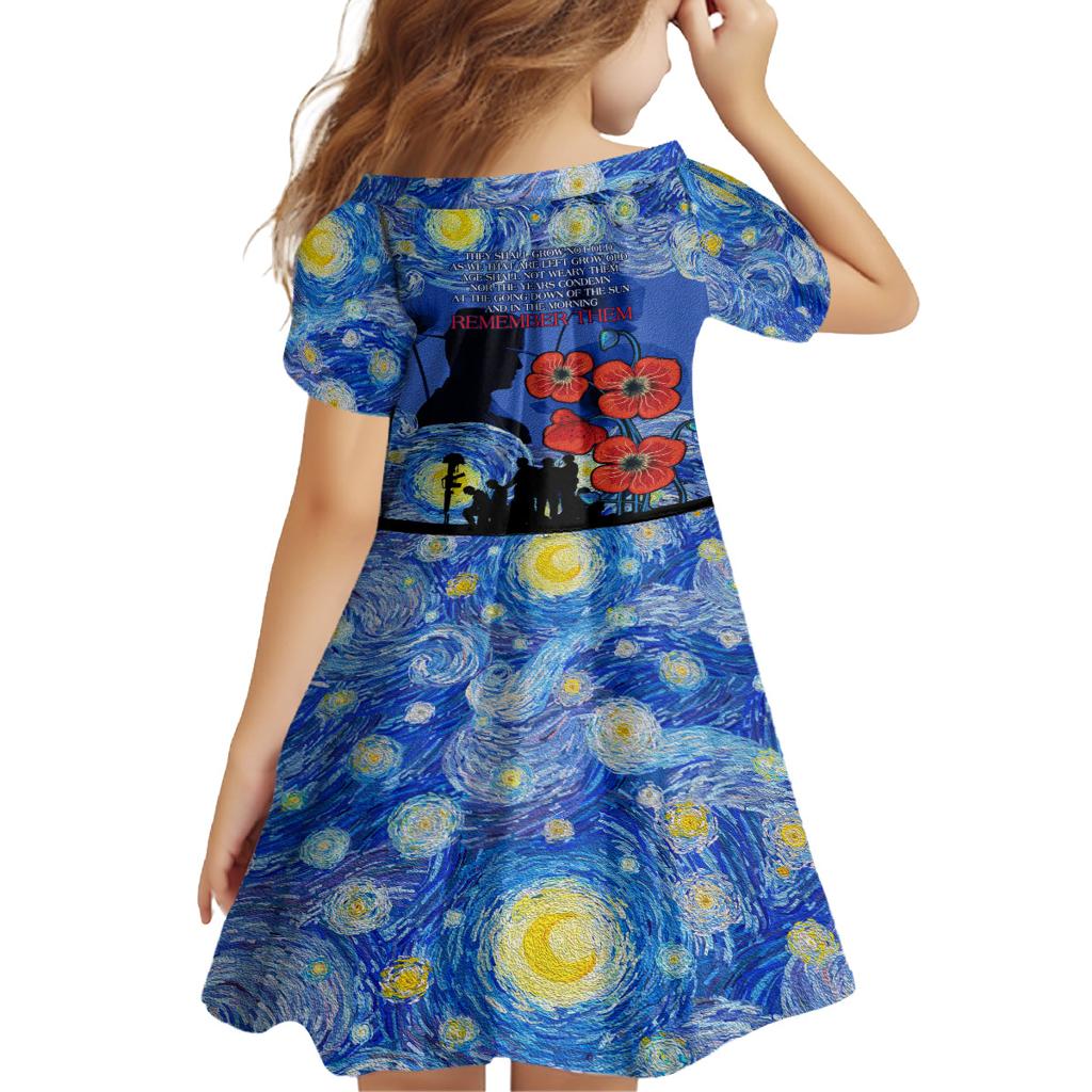 Remember Them ANZAC day Family Matching Off Shoulder Short Dress and Hawaiian Shirt Soldier In Starry Night Oil Paint Style