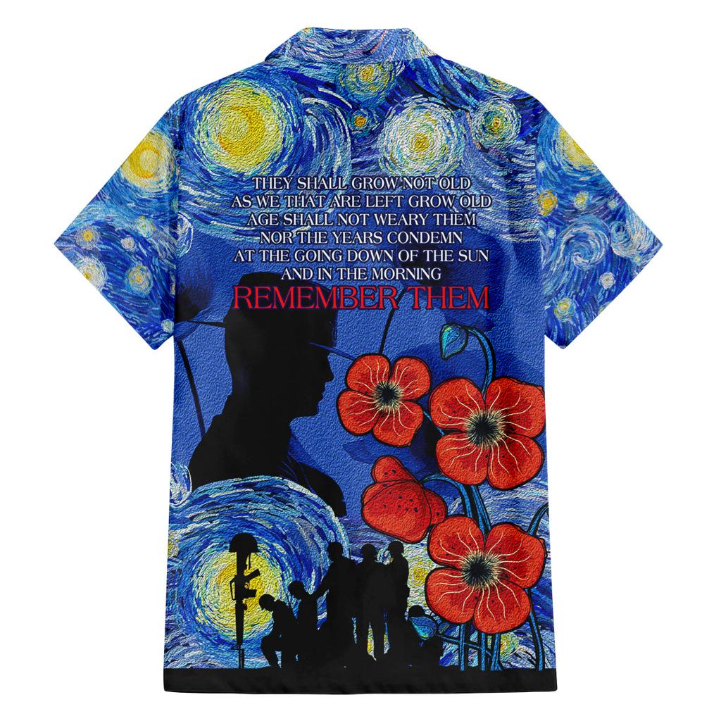 Remember Them ANZAC day Family Matching Off Shoulder Short Dress and Hawaiian Shirt Soldier In Starry Night Oil Paint Style