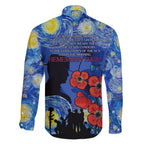 Remember Them ANZAC day Family Matching Off Shoulder Short Dress and Hawaiian Shirt Soldier In Starry Night Oil Paint Style