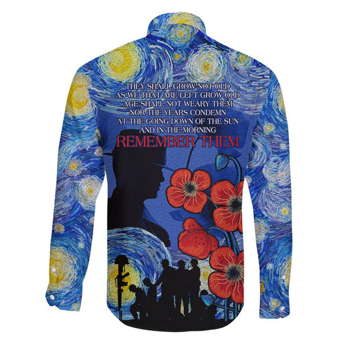 Remember Them ANZAC day Family Matching Off Shoulder Short Dress and Hawaiian Shirt Soldier In Starry Night Oil Paint Style