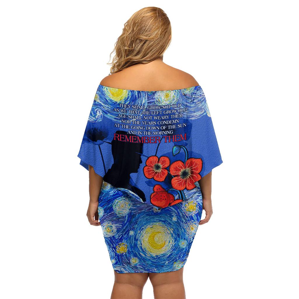Remember Them ANZAC day Family Matching Off Shoulder Short Dress and Hawaiian Shirt Soldier In Starry Night Oil Paint Style