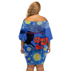 Remember Them ANZAC day Family Matching Off Shoulder Short Dress and Hawaiian Shirt Soldier In Starry Night Oil Paint Style