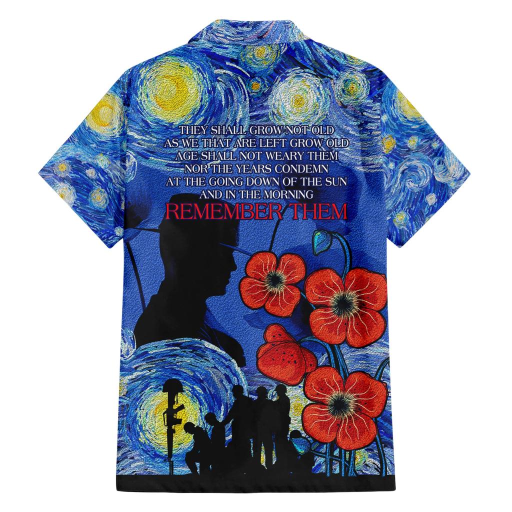 Remember Them ANZAC day Family Matching Short Sleeve Bodycon Dress and Hawaiian Shirt Soldier In Starry Night Oil Paint Style