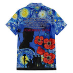 Remember Them ANZAC day Family Matching Short Sleeve Bodycon Dress and Hawaiian Shirt Soldier In Starry Night Oil Paint Style