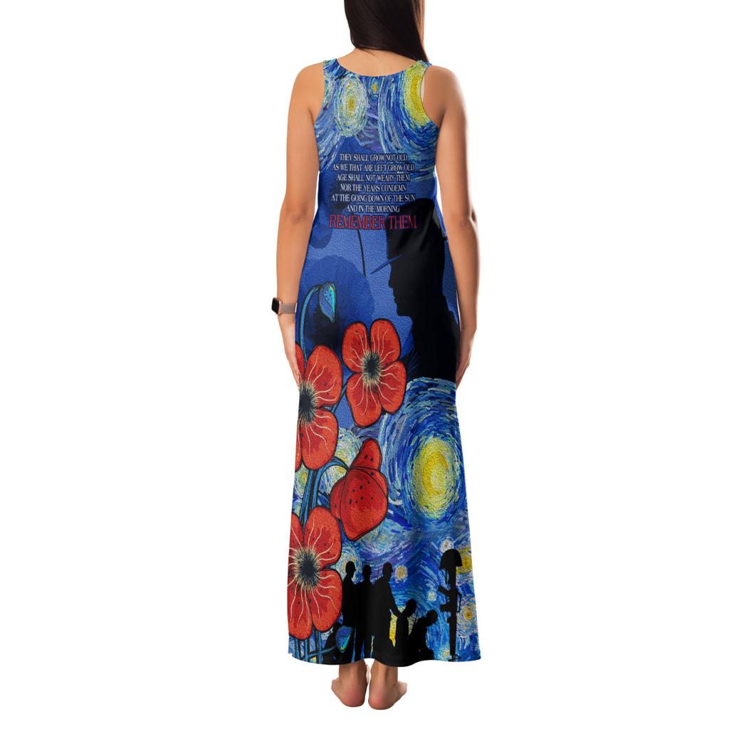 Remember Them ANZAC day Family Matching Tank Maxi Dress and Hawaiian Shirt Soldier In Starry Night Oil Paint Style
