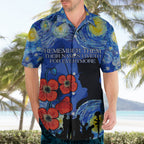 Remember Them ANZAC day Hawaiian Shirt Soldier In Starry Night Oil Paint Style