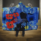 Remember Them ANZAC day Hooded Blanket Soldier In Starry Night Oil Paint Style