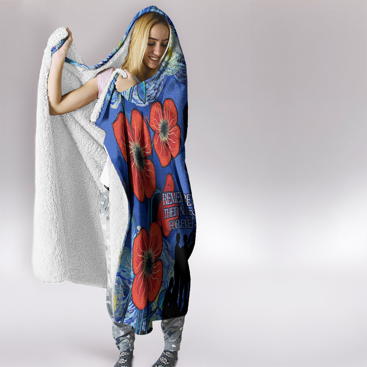 Remember Them ANZAC day Hooded Blanket Soldier In Starry Night Oil Paint Style