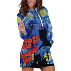 Remember Them ANZAC day Hoodie Dress Soldier In Starry Night Oil Paint Style