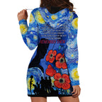 Remember Them ANZAC day Hoodie Dress Soldier In Starry Night Oil Paint Style
