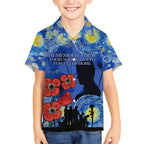 Remember Them ANZAC day Kid Hawaiian Shirt Soldier In Starry Night Oil Paint Style