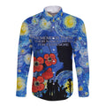 Remember Them ANZAC day Long Sleeve Button Shirt Soldier In Starry Night Oil Paint Style