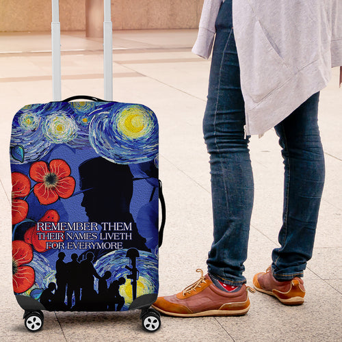 Remember Them ANZAC day Luggage Cover Soldier In Starry Night Oil Paint Style