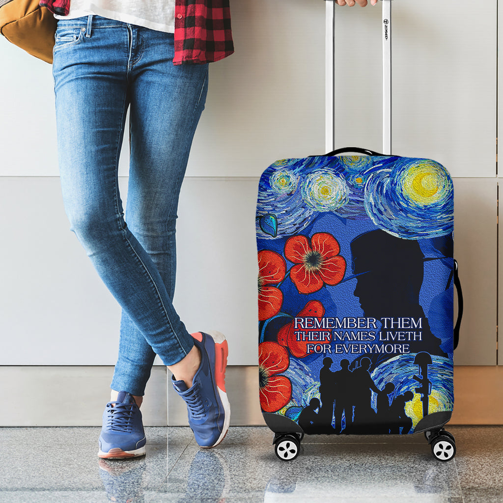 Remember Them ANZAC day Luggage Cover Soldier In Starry Night Oil Paint Style