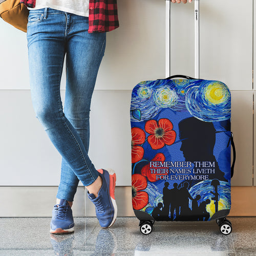Remember Them ANZAC day Luggage Cover Soldier In Starry Night Oil Paint Style