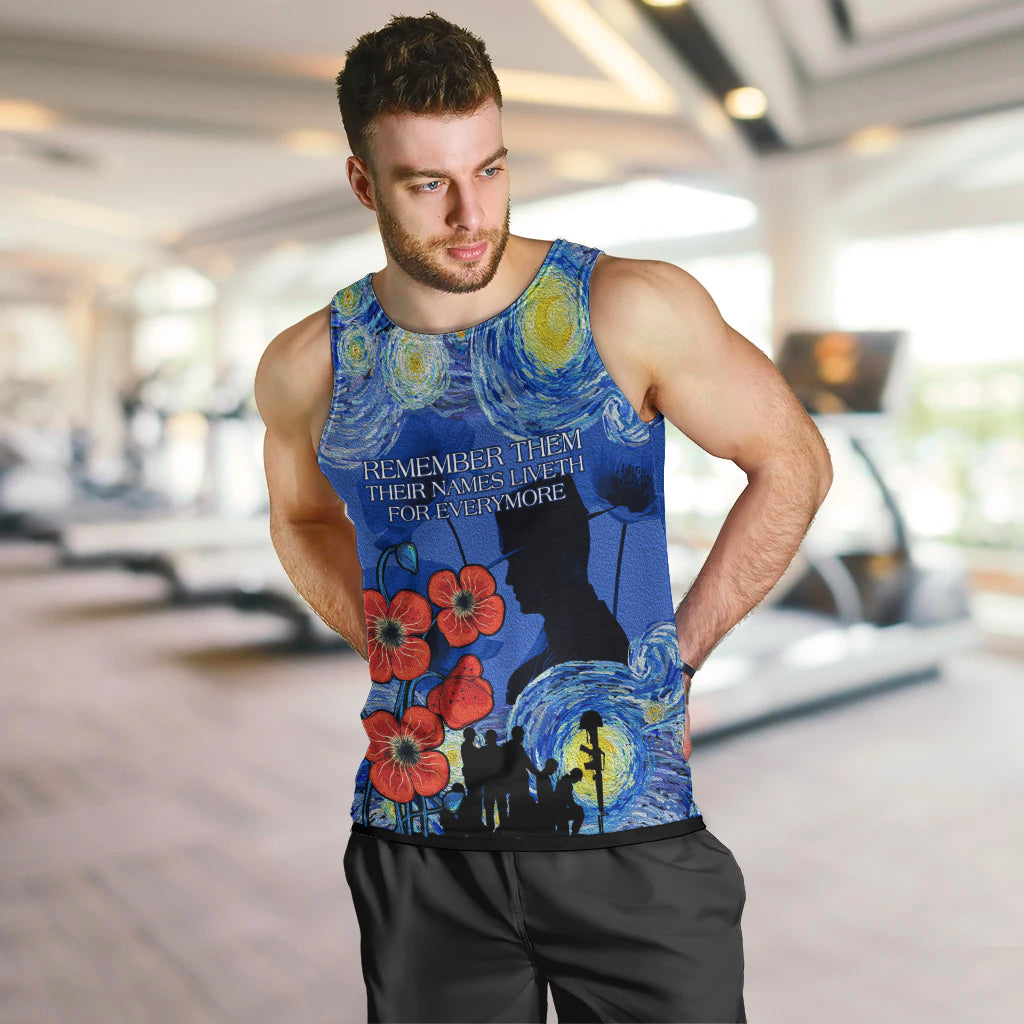 Remember Them ANZAC day Men Tank Top Soldier In Starry Night Oil Paint Style