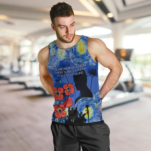 Remember Them ANZAC day Men Tank Top Soldier In Starry Night Oil Paint Style