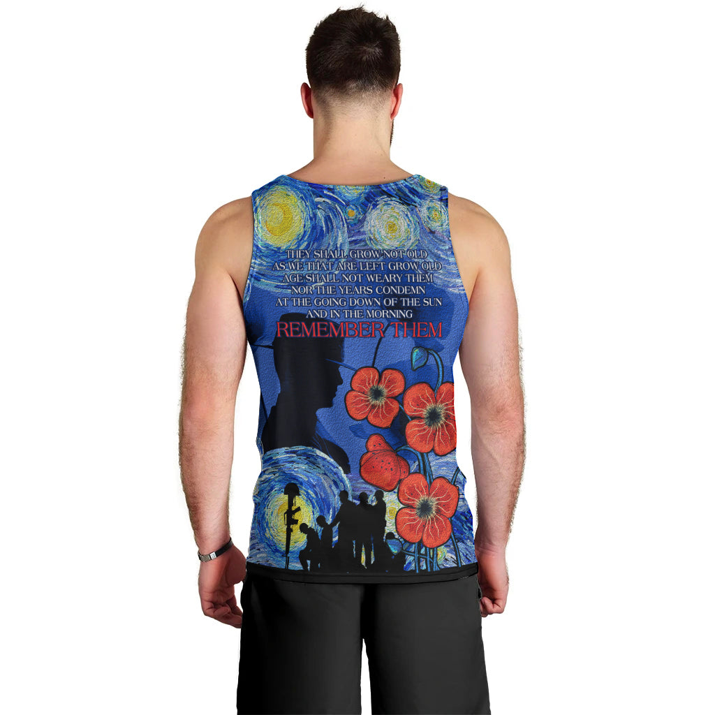 Remember Them ANZAC day Men Tank Top Soldier In Starry Night Oil Paint Style