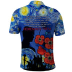 Remember Them ANZAC day Polo Shirt Soldier In Starry Night Oil Paint Style