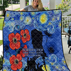 Remember Them ANZAC day Quilt Soldier In Starry Night Oil Paint Style