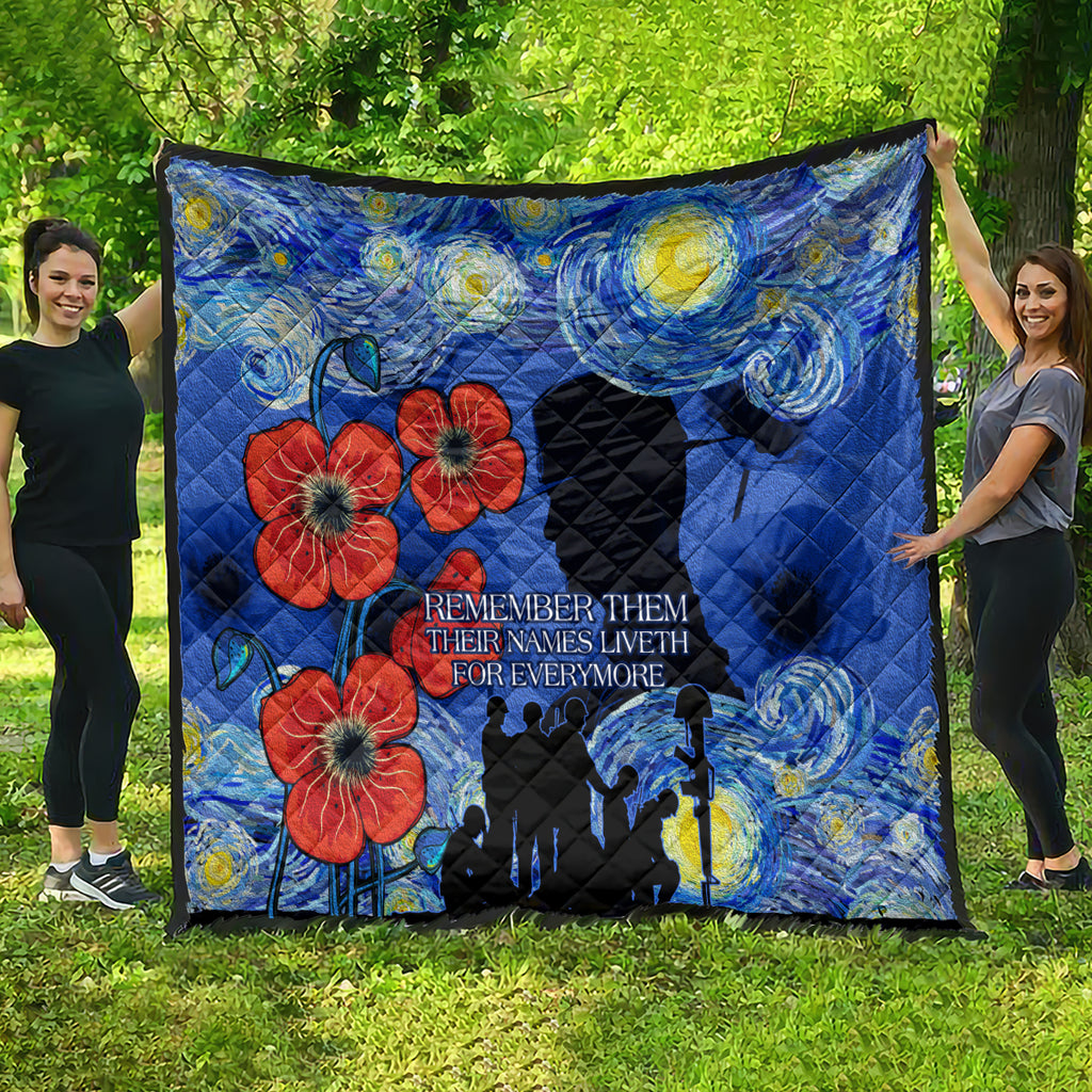 Remember Them ANZAC day Quilt Soldier In Starry Night Oil Paint Style