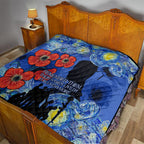 Remember Them ANZAC day Quilt Soldier In Starry Night Oil Paint Style