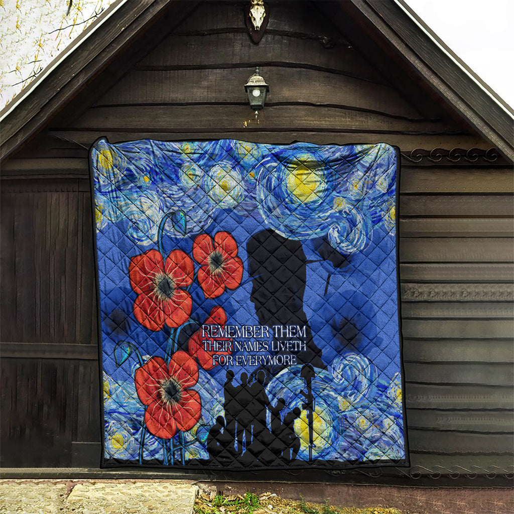 Remember Them ANZAC day Quilt Soldier In Starry Night Oil Paint Style